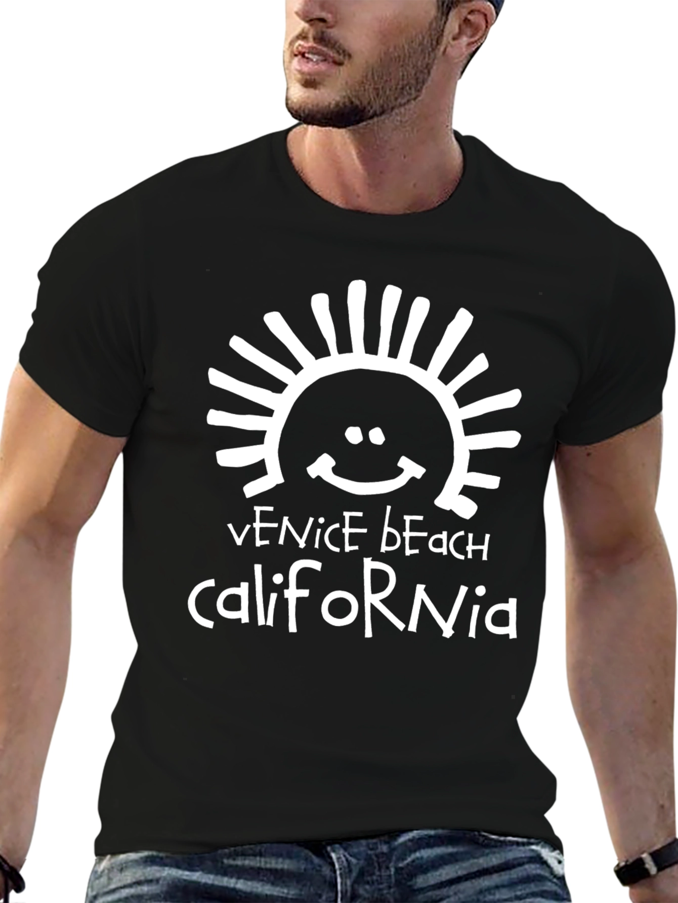Venice Beach California Black Graphic Tee