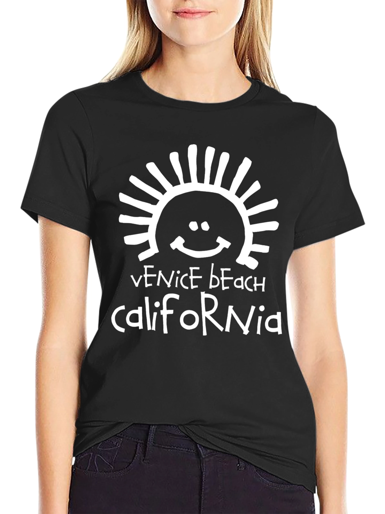Venice Beach California Black Graphic Tee