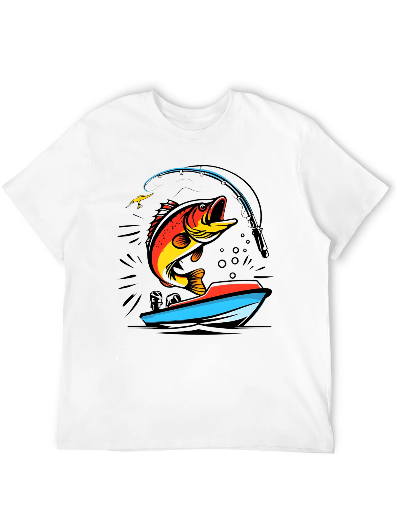 Fishing T-Shirt: Bass Jumping From Boat