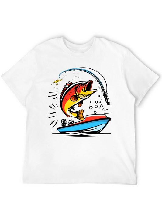 Fishing T-Shirt: Bass Jumping From Boat
