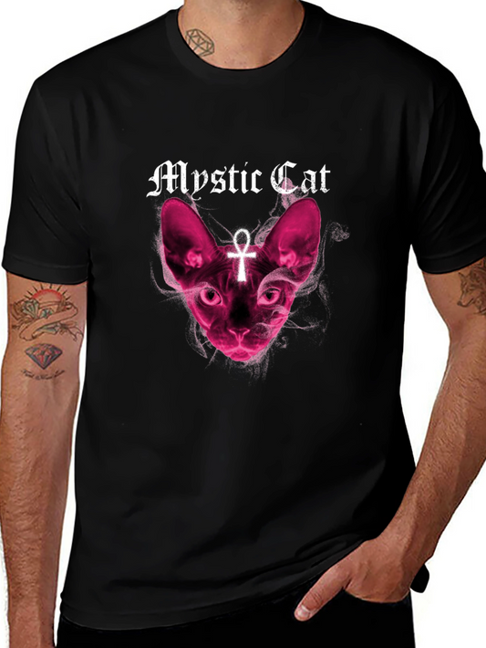 Mystic Cat Graphic T-Shirt - Black