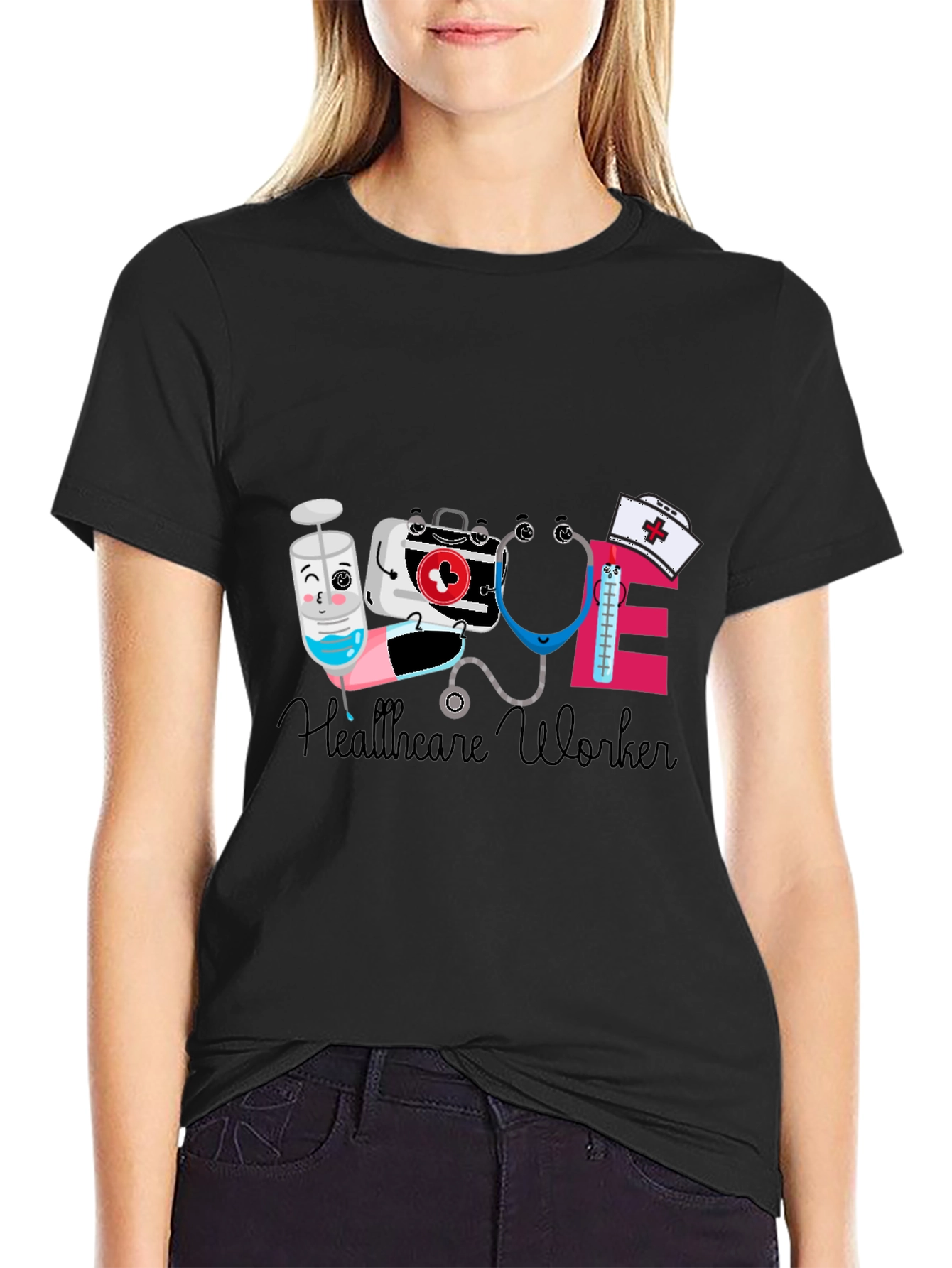 Healthcare Worker Graphic Tee - Cute & Comfy