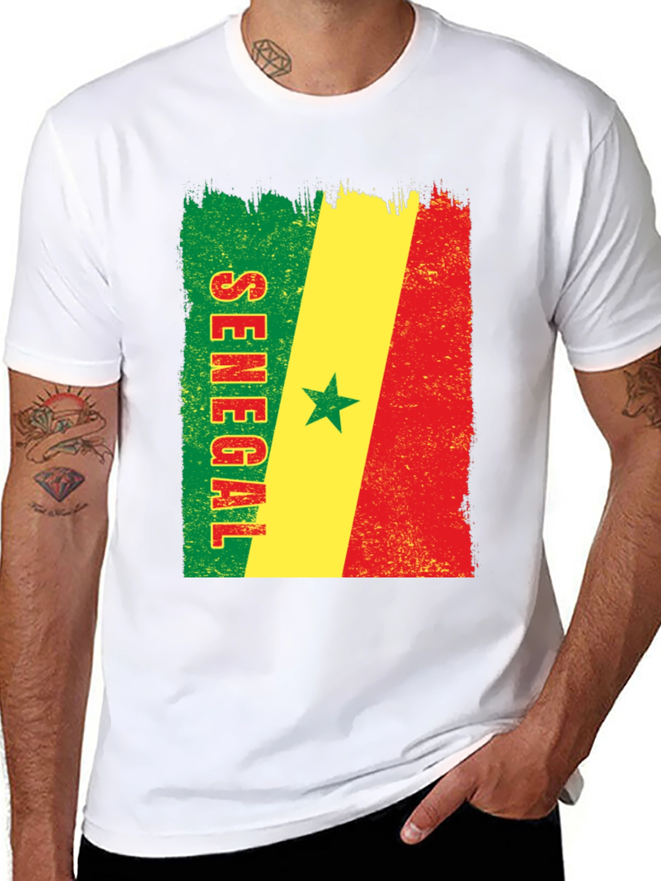 Senegal Flag T-Shirt - Distressed Graphic Tee