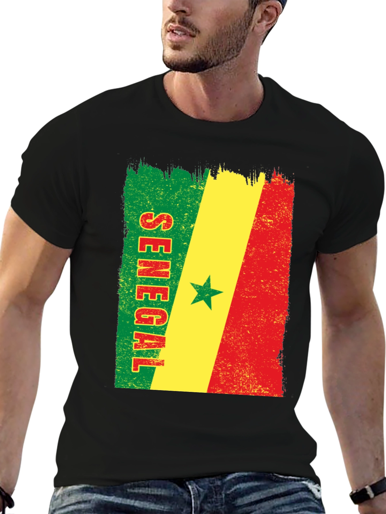 Senegal Flag T-Shirt - Distressed Graphic Tee