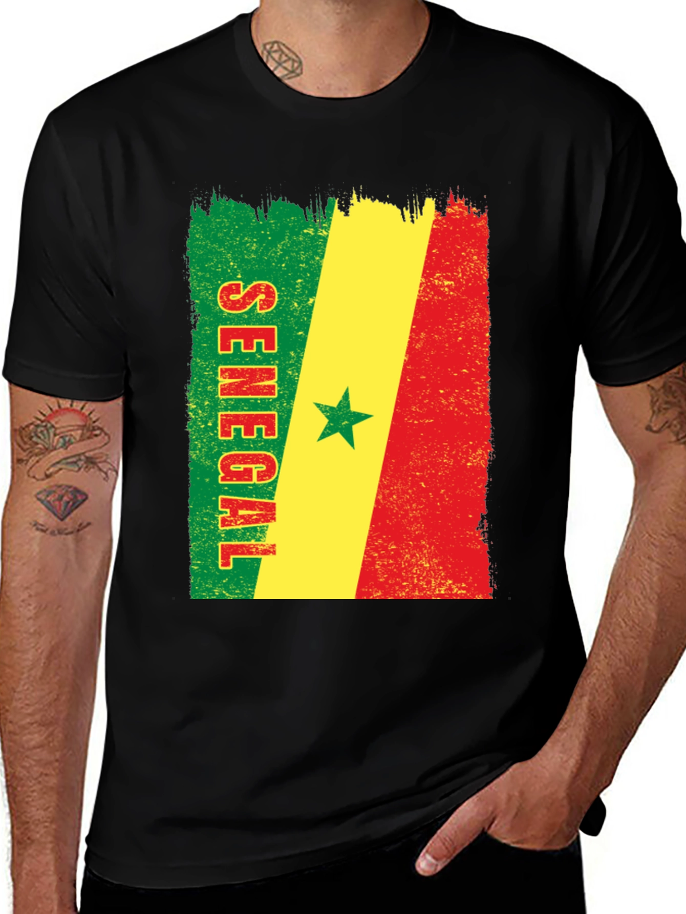 Senegal Flag T-Shirt - Distressed Graphic Tee
