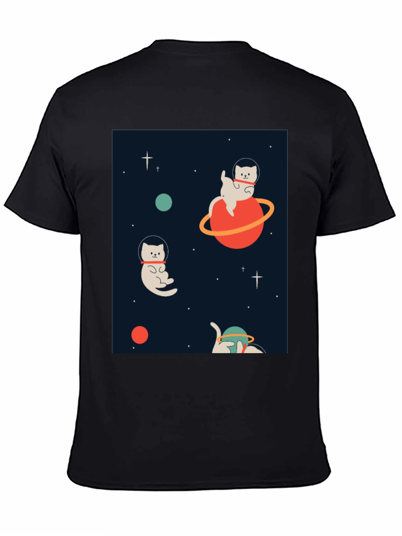 Space Cats Black Graphic Tee