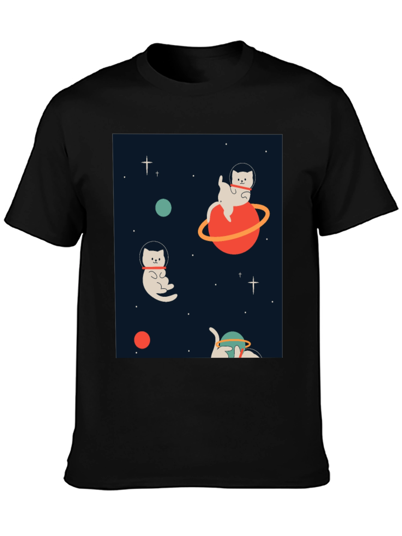 Space Cats Black Graphic Tee