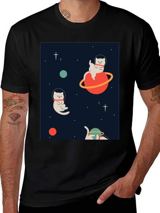Space Cats Black Graphic Tee