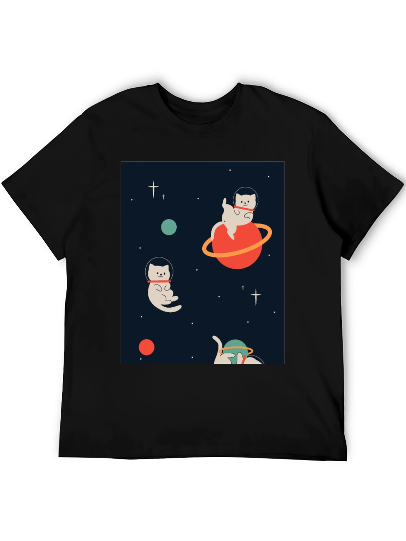 Space Cats Black Graphic Tee