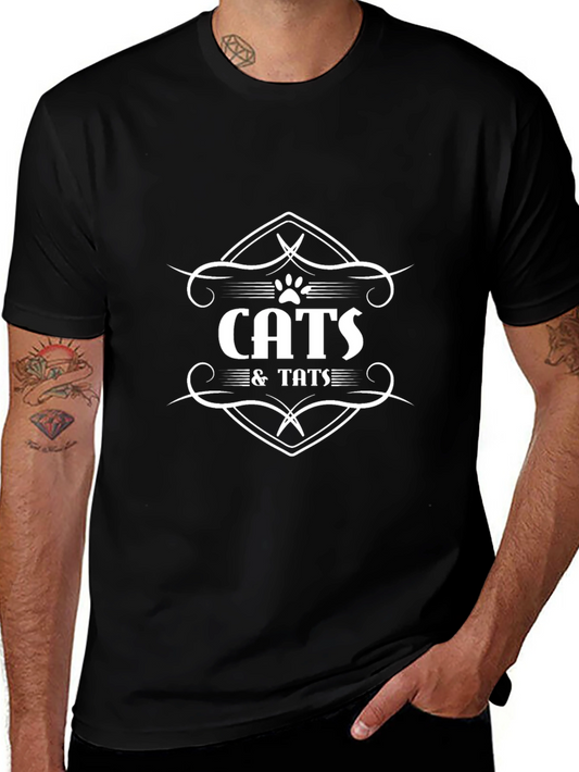Cats & Tats Graphic T-Shirt - Stylish Black Tee