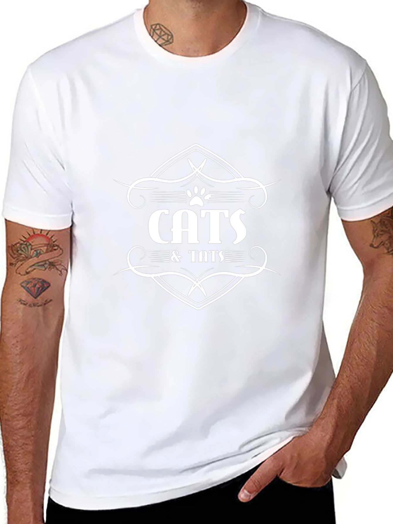 Cats & Tats Graphic T-Shirt - Stylish Black Tee
