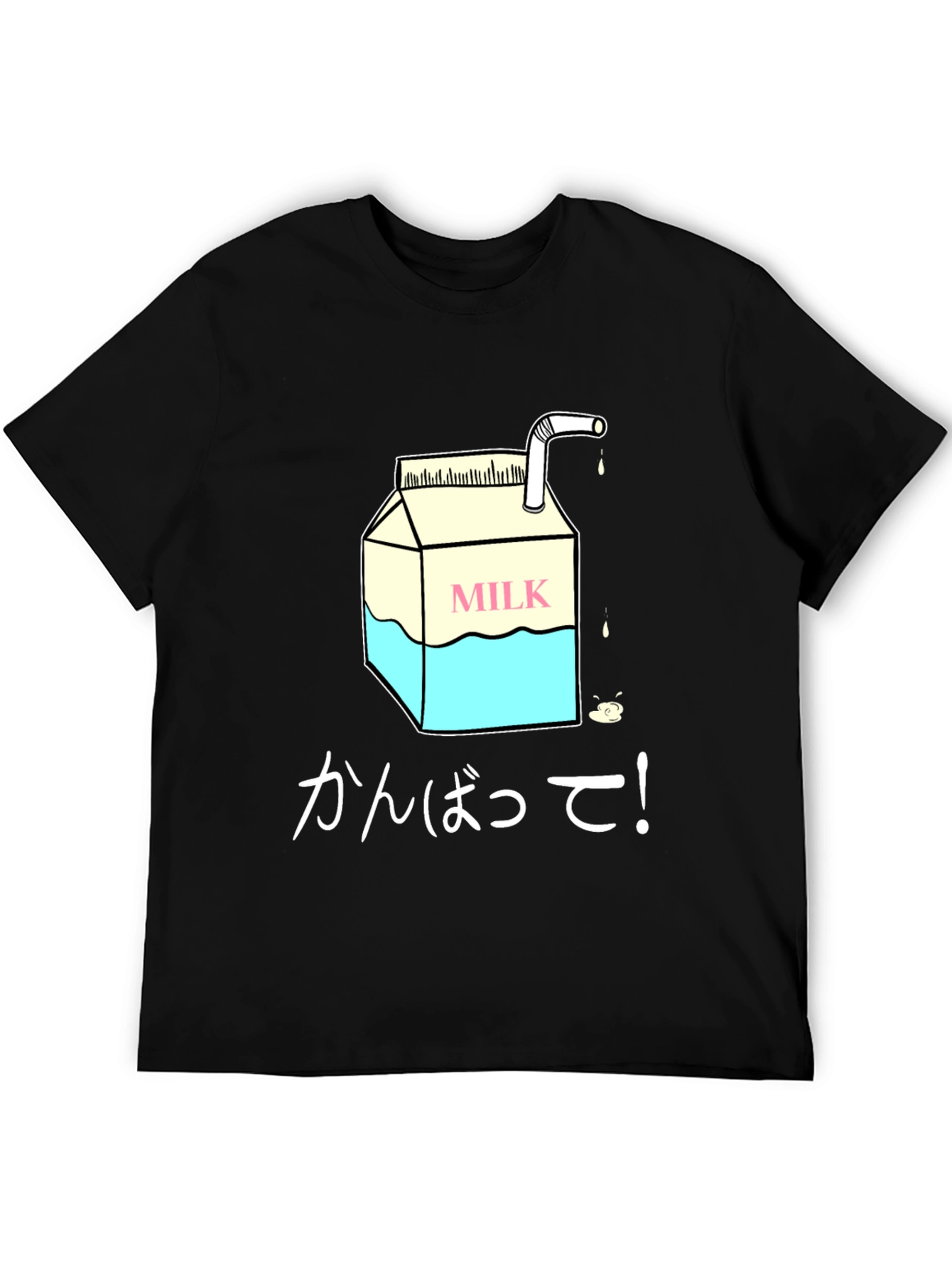 Milk Carton Graphic Tee - Japanese Text Design