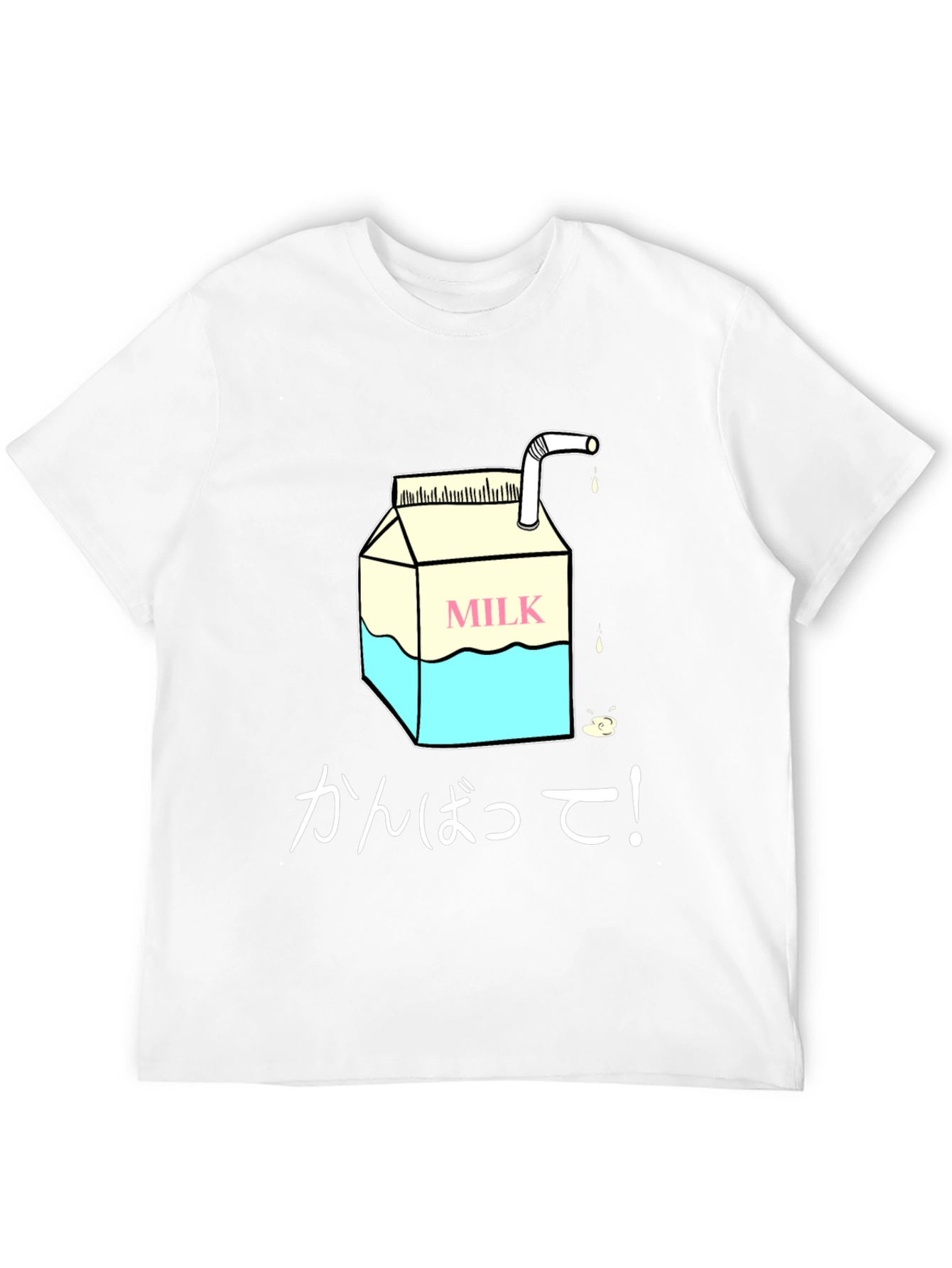 Milk Carton Graphic Tee - Japanese Text Design