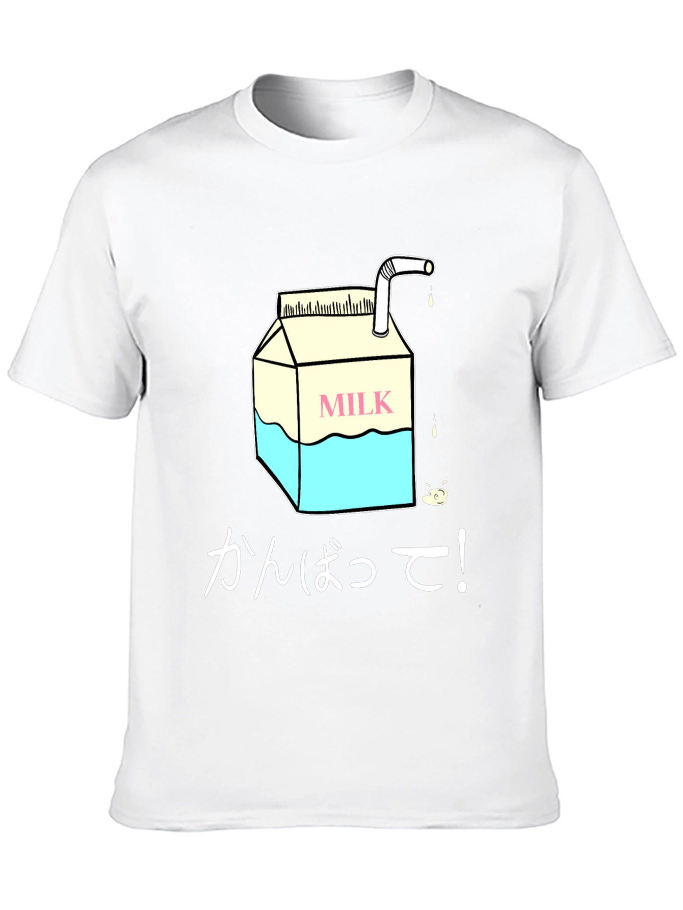 Milk Carton Graphic Tee - Japanese Text Design