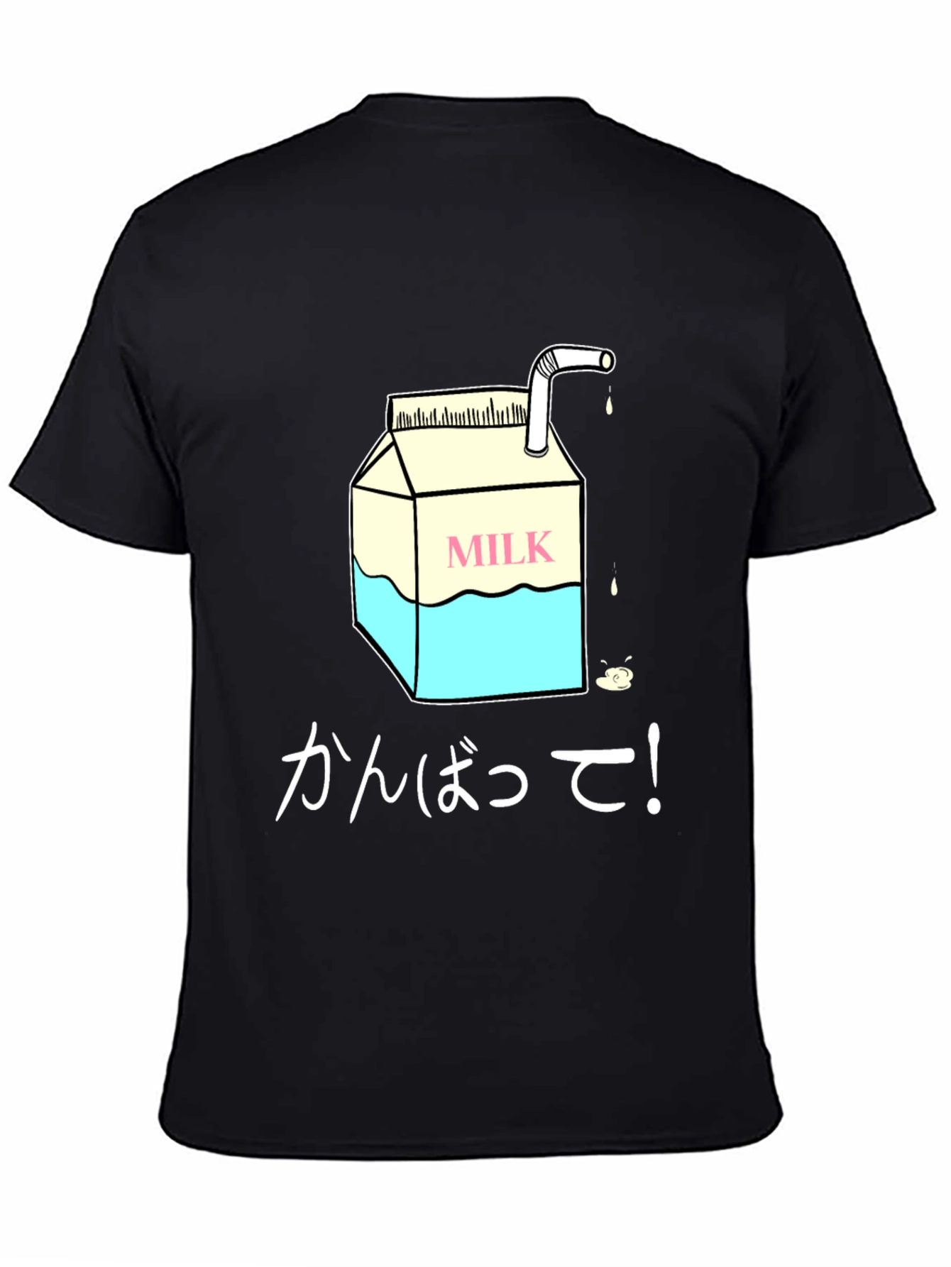 Milk Carton Graphic Tee - Japanese Text Design