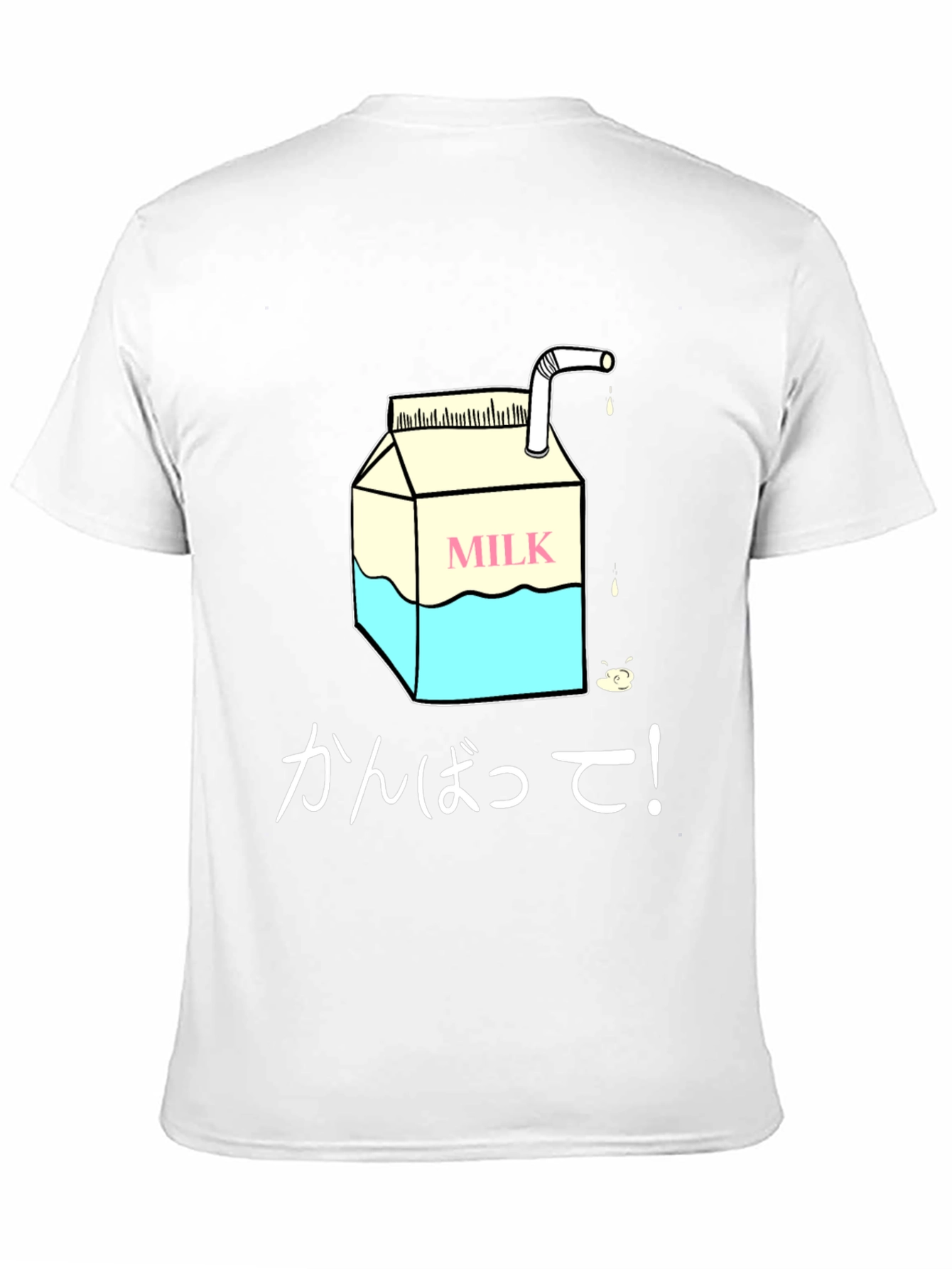 Milk Carton Graphic Tee - Japanese Text Design