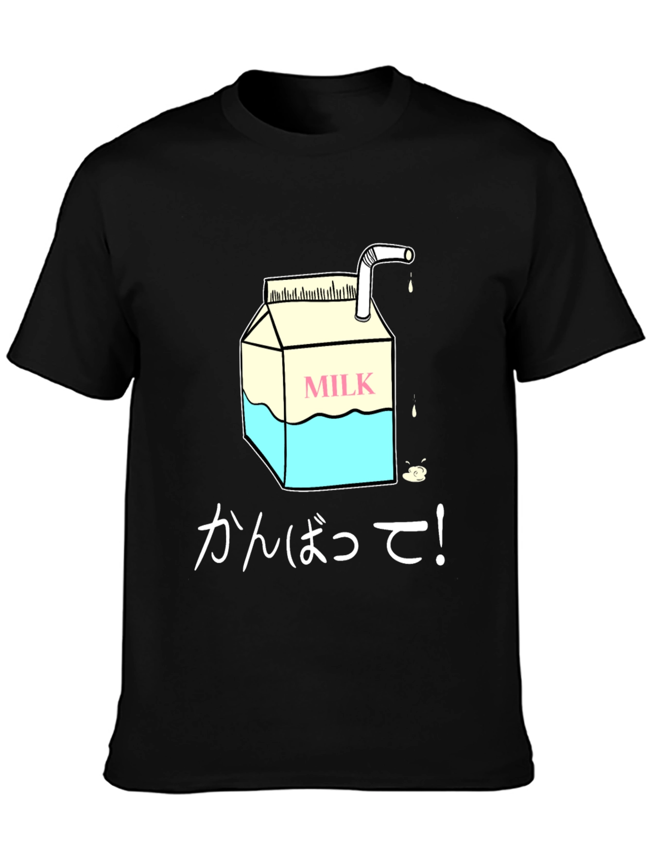 Milk Carton Graphic Tee - Japanese Text Design