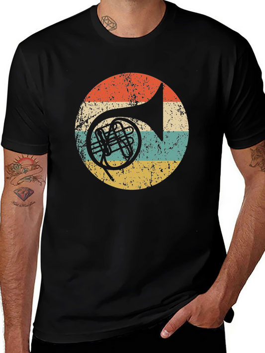 Vintage French Horn Black T-Shirt