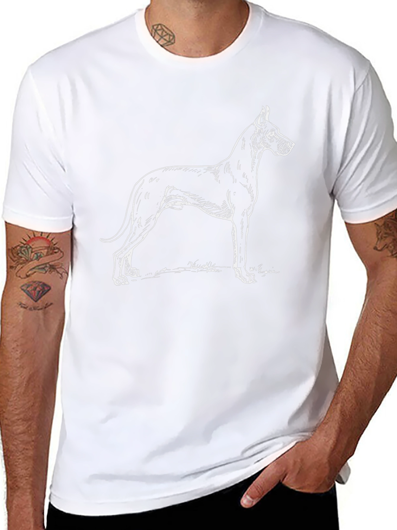 Great Dane Dog Graphic Print Black T-Shirt