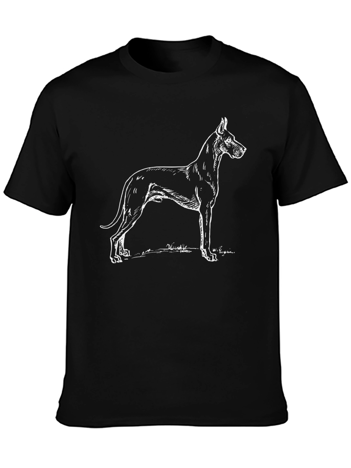 Great Dane Dog Graphic Print Black T-Shirt