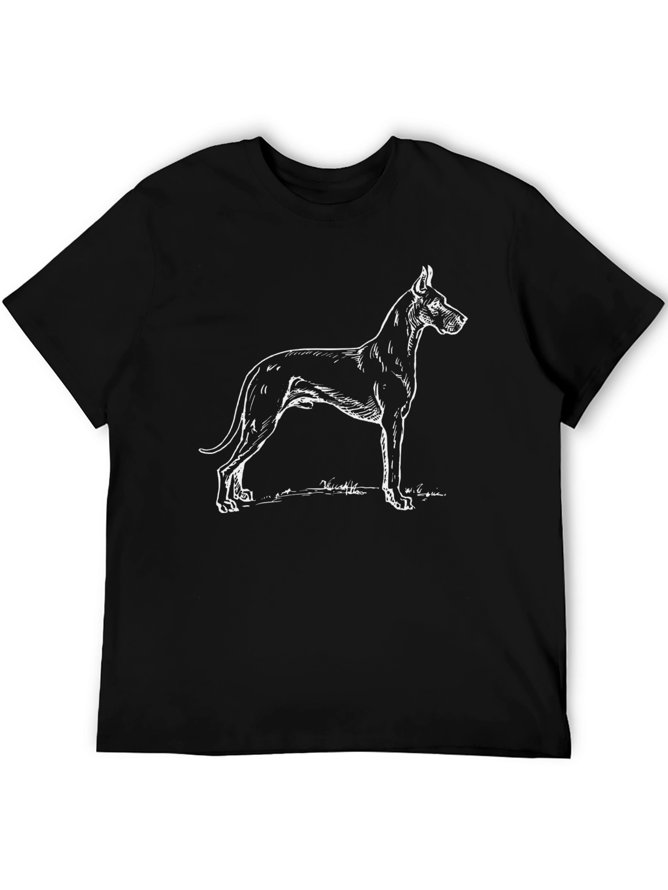 Great Dane Dog Graphic Print Black T-Shirt