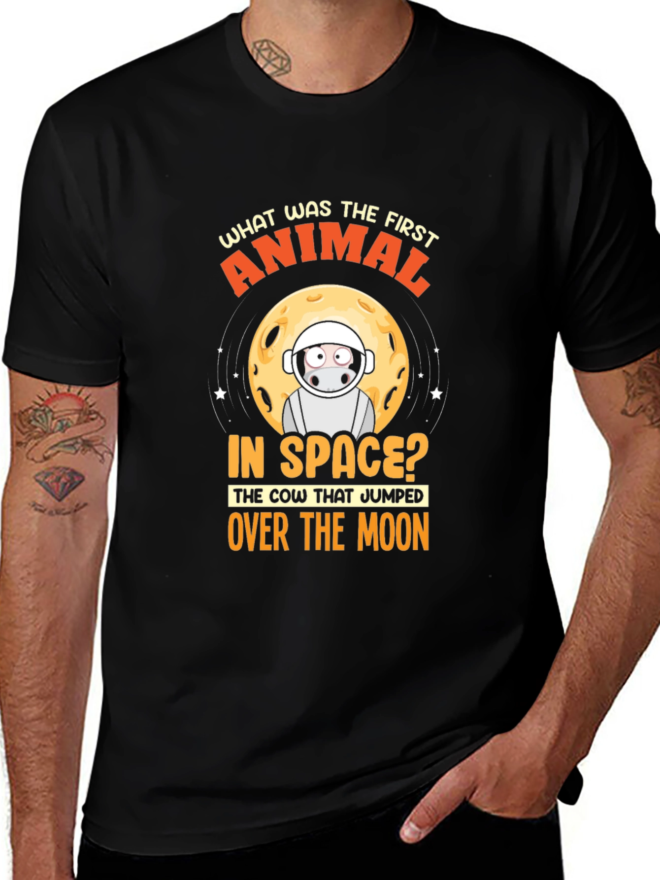 Cow Jumps Over the Moon Black T-Shirt