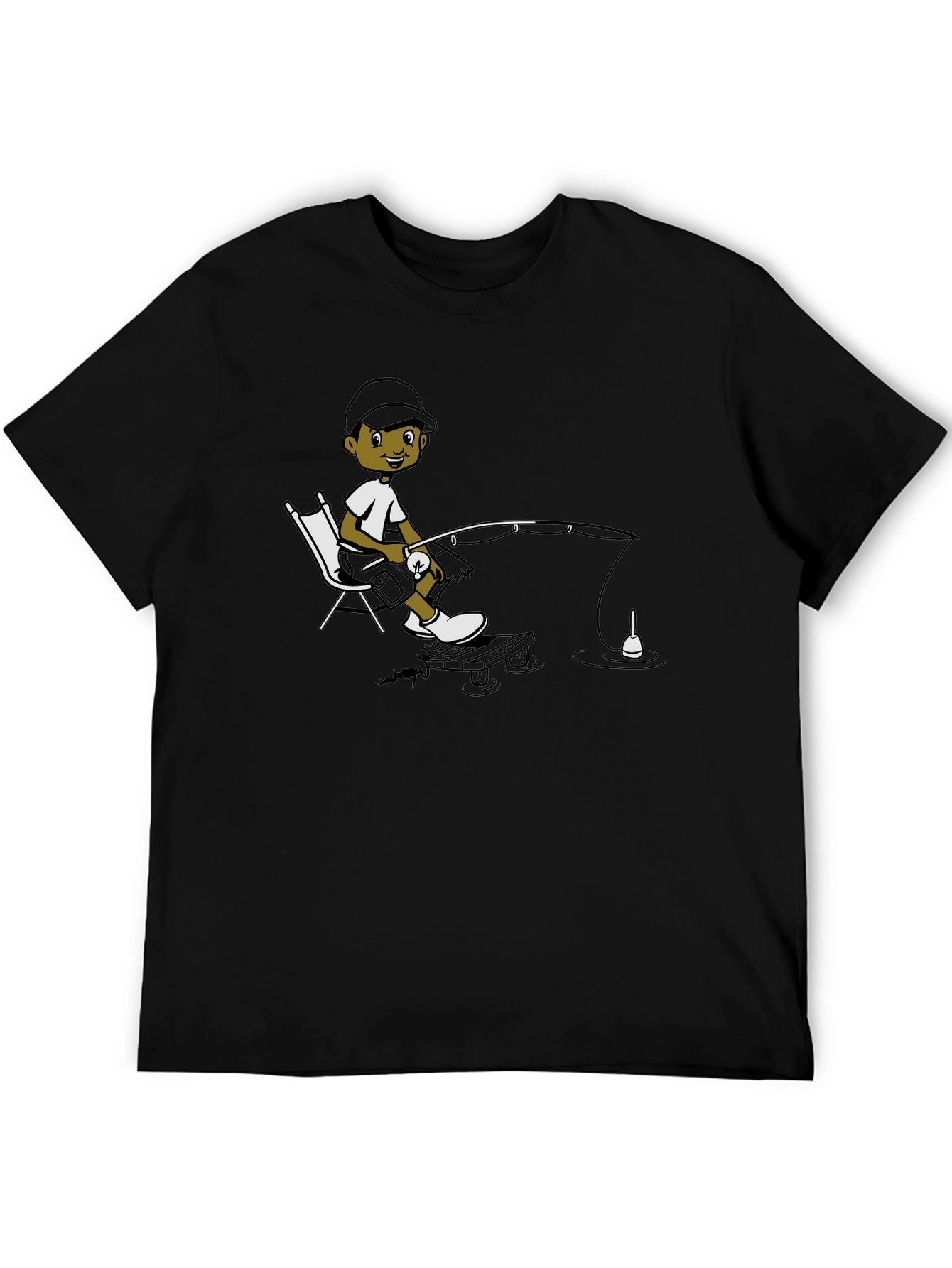 Fisherman Graphic Black T-Shirt