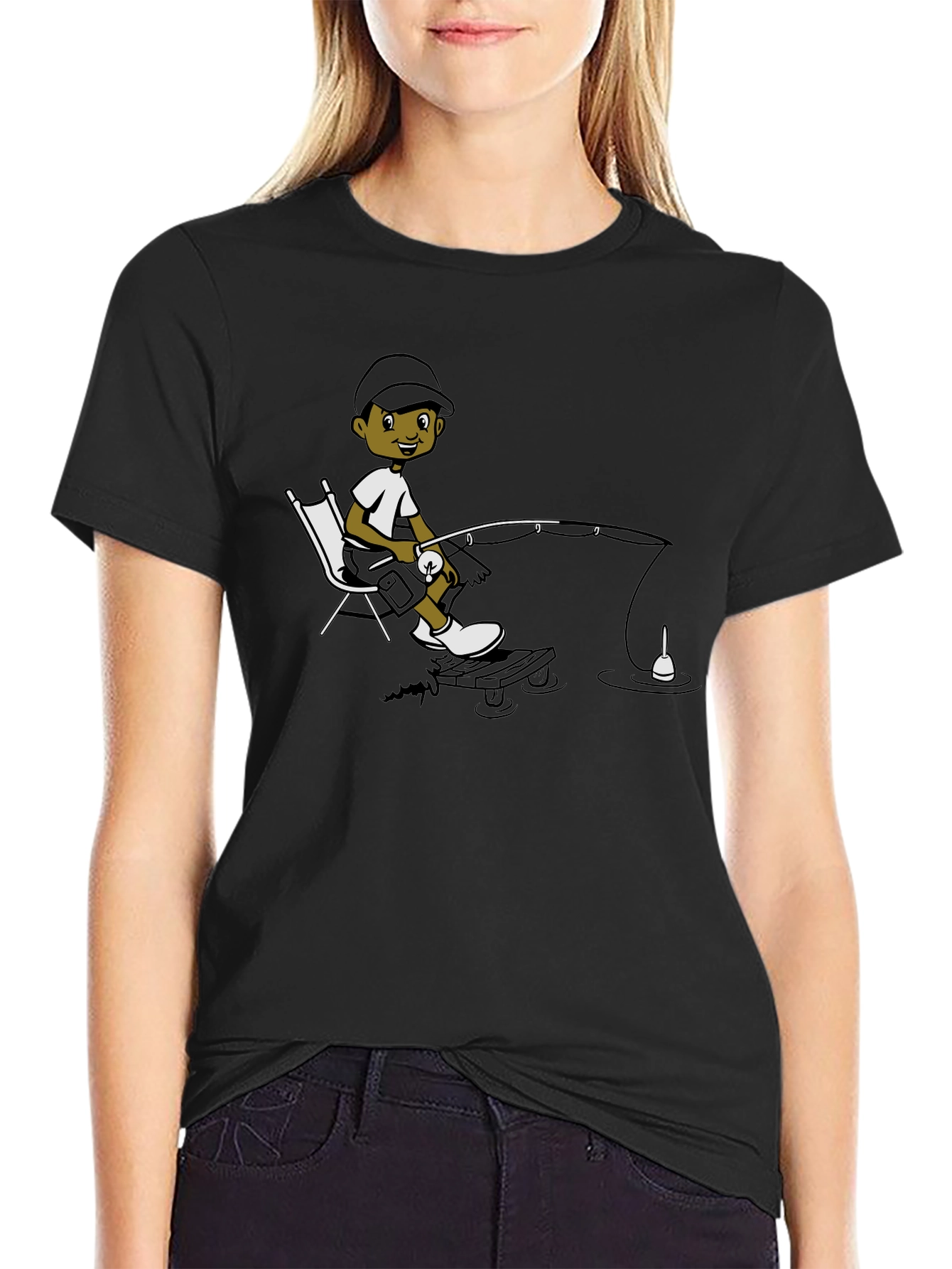 Fisherman Graphic Black T-Shirt