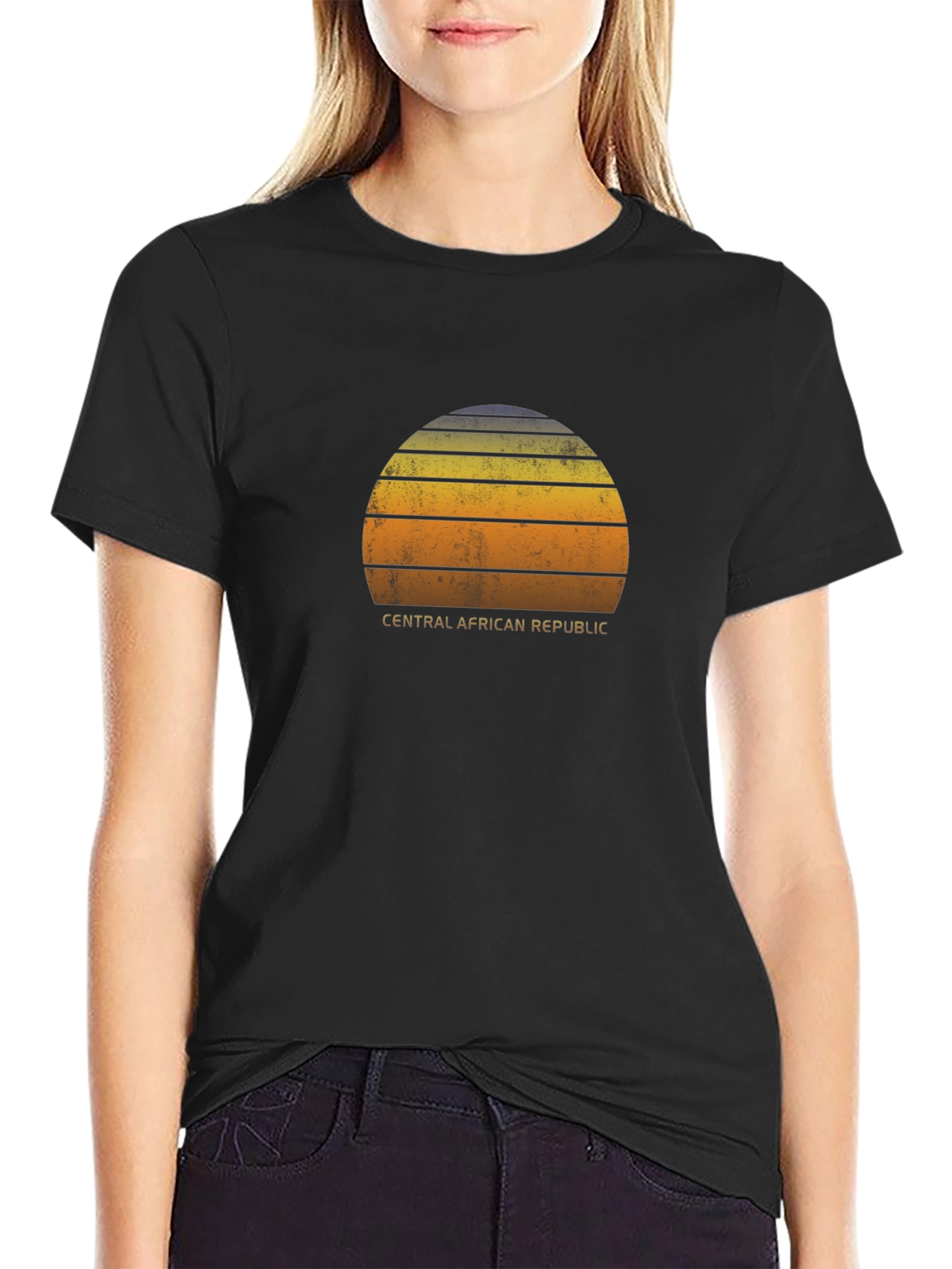 Retro Central African Republic Sunset T-Shirt