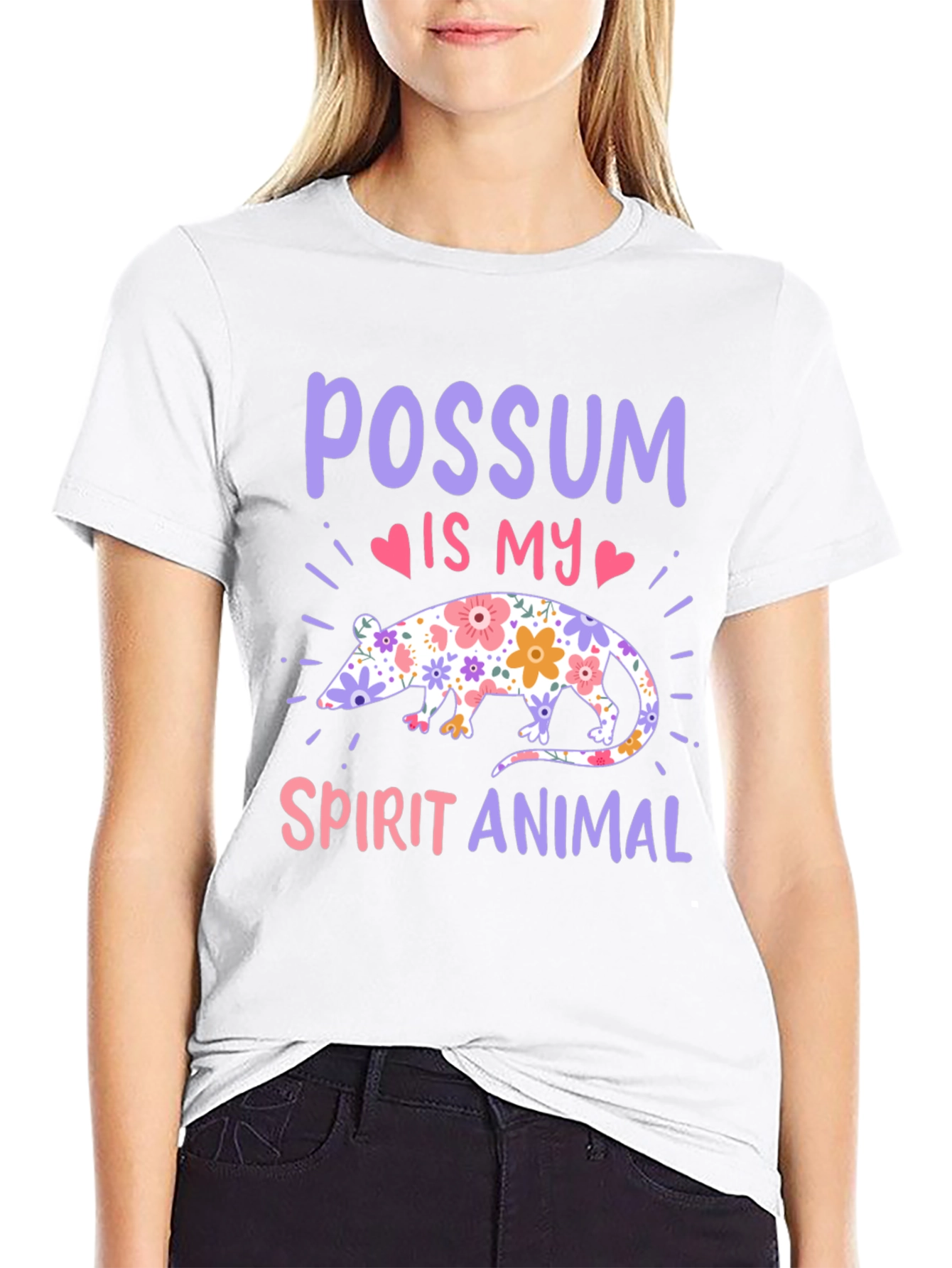 Possum Spirit Animal T-Shirt - Floral Possum Design