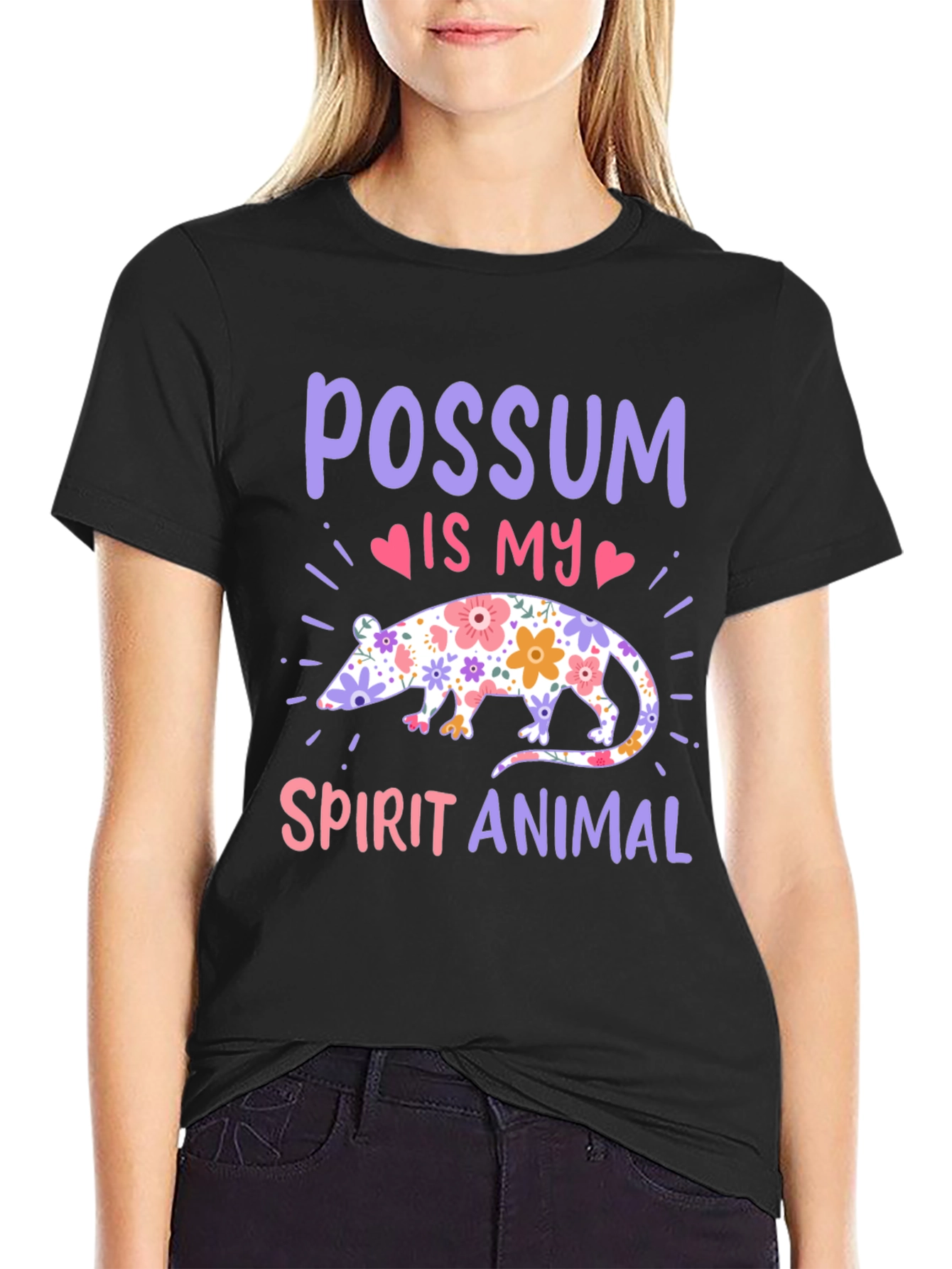 Possum Spirit Animal T-Shirt - Floral Possum Design