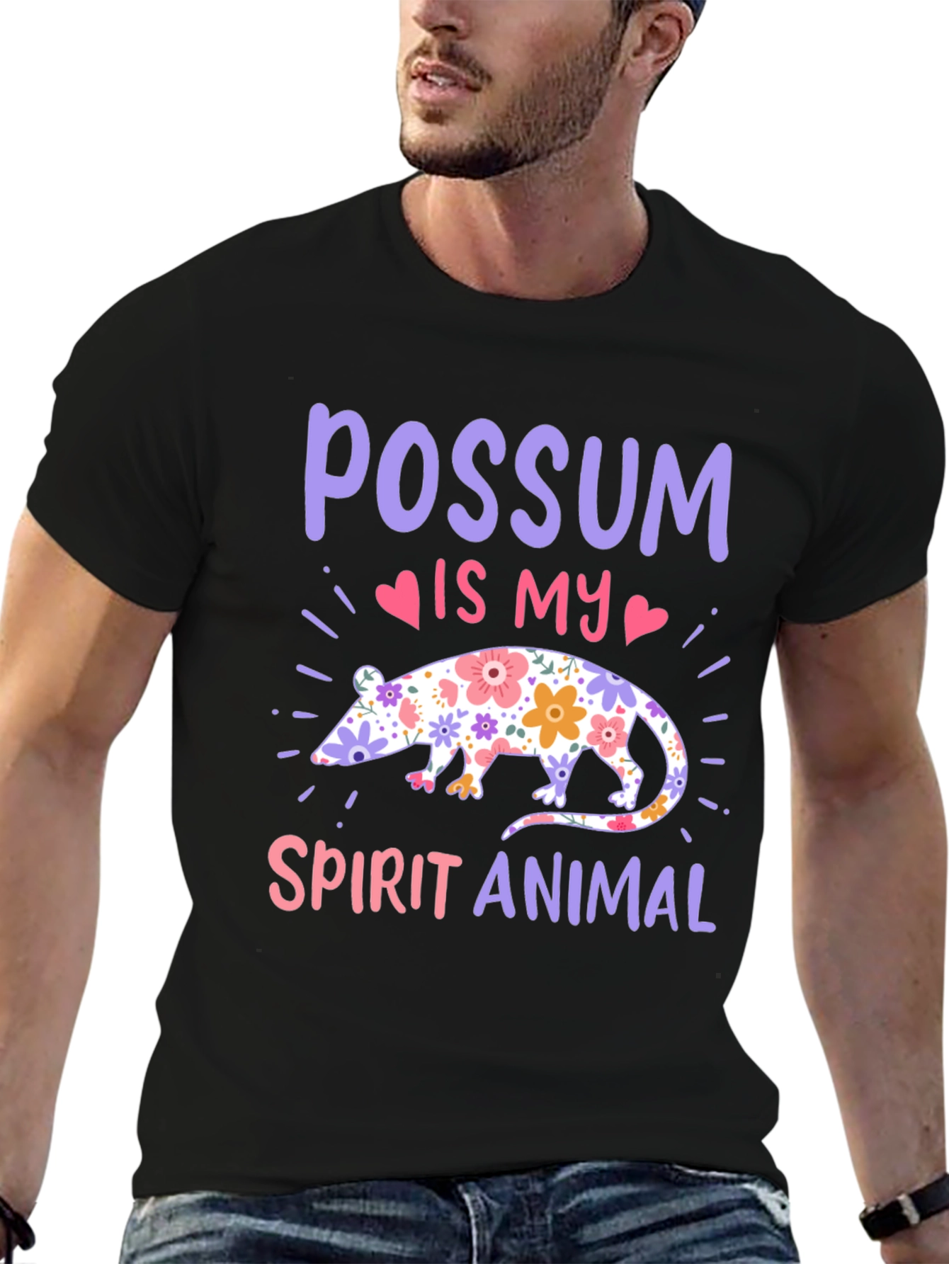 Possum Spirit Animal T-Shirt - Floral Possum Design