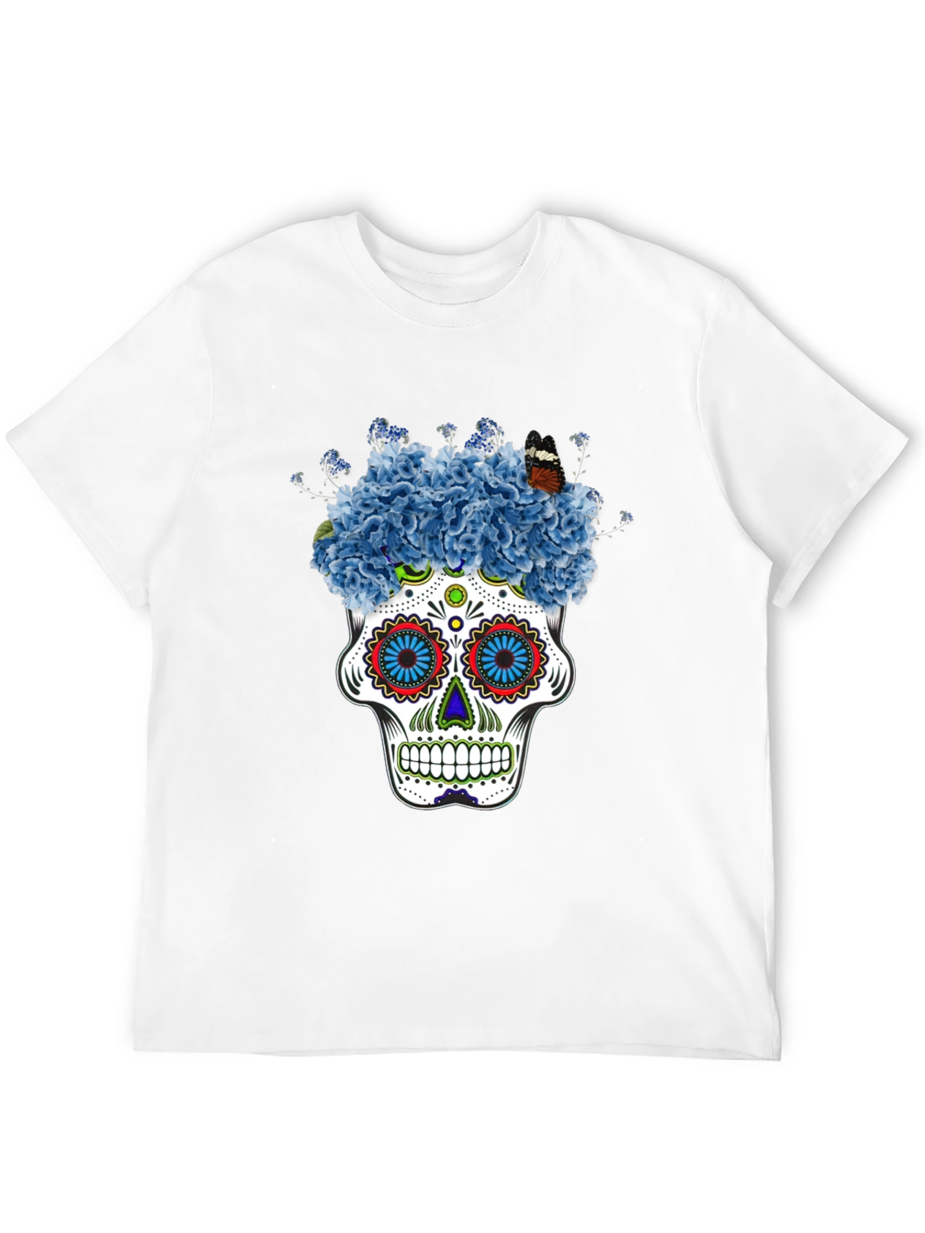 Floral Skull Graphic Tee - Black