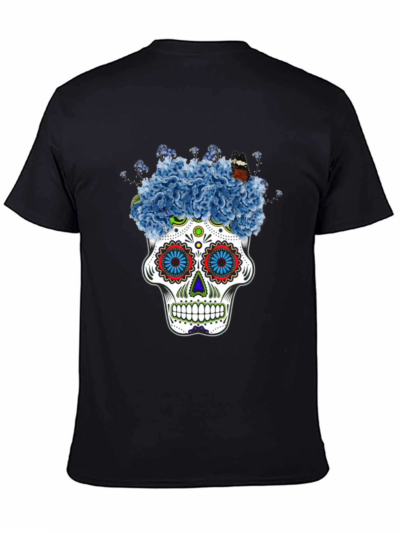 Floral Skull Graphic Tee - Black