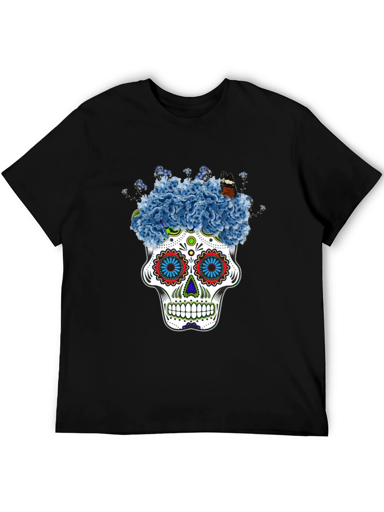 Floral Skull Graphic Tee - Black