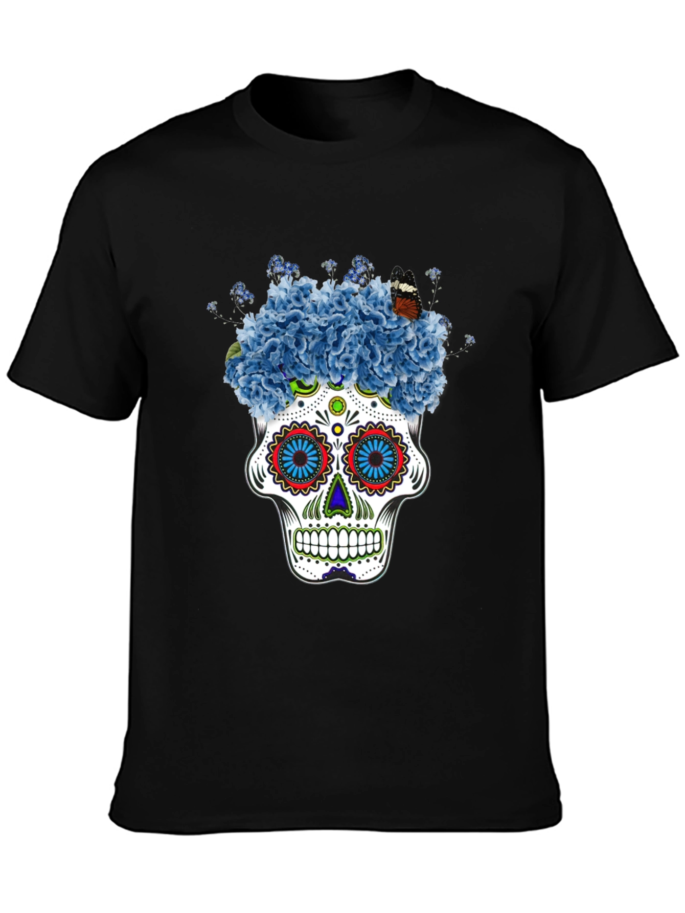 Floral Skull Graphic Tee - Black