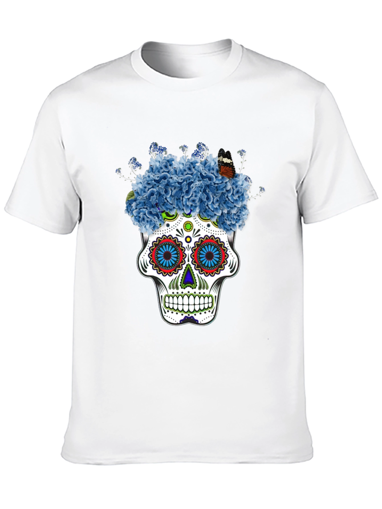 Floral Skull Graphic Tee - Black