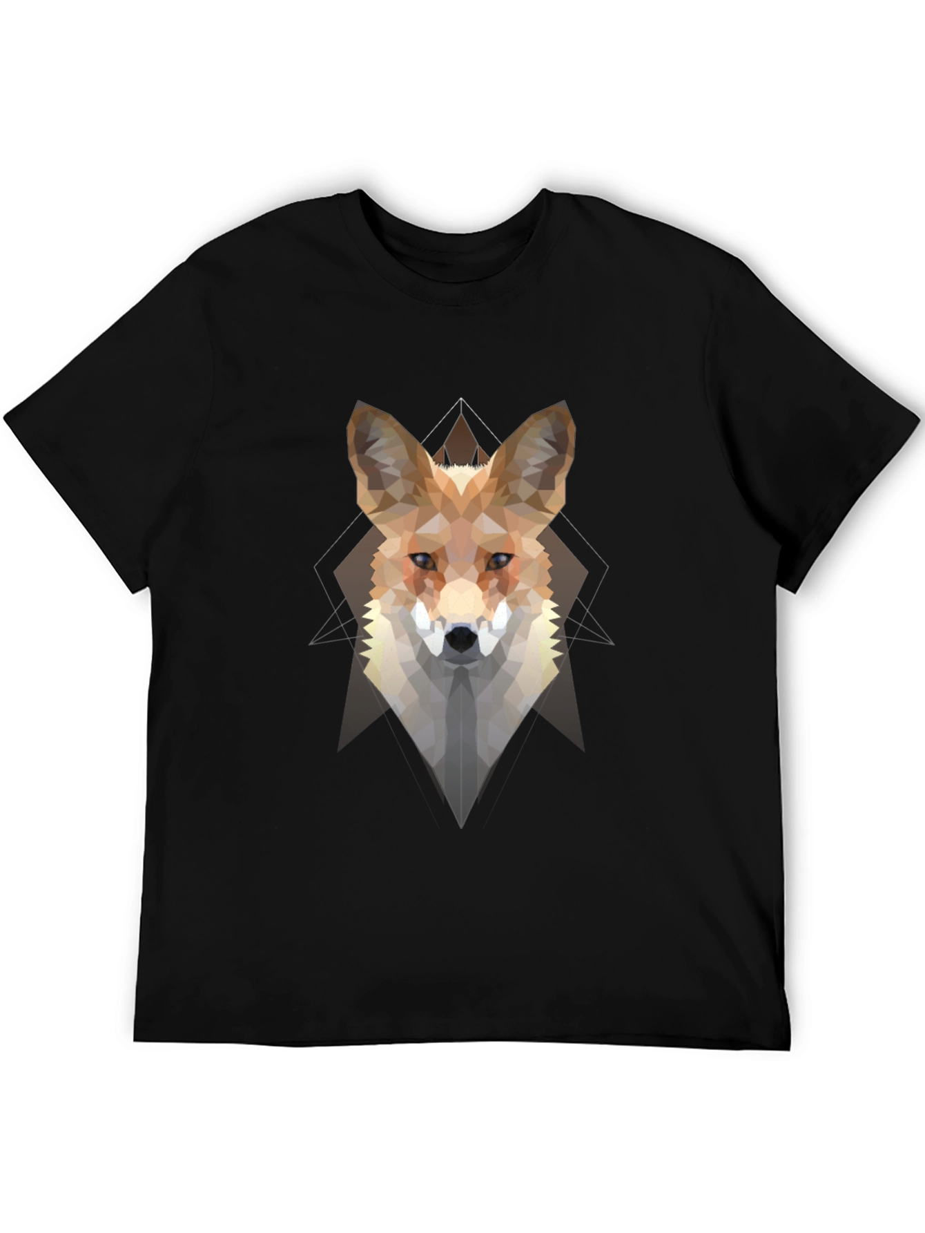 Geometric Fox Graphic Tee - Mens Black T-Shirt