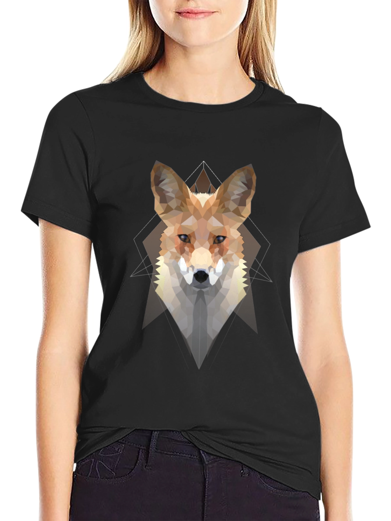 Geometric Fox Graphic Tee - Mens Black T-Shirt