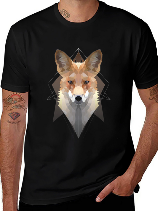 Geometric Fox Graphic Tee - Mens Black T-Shirt