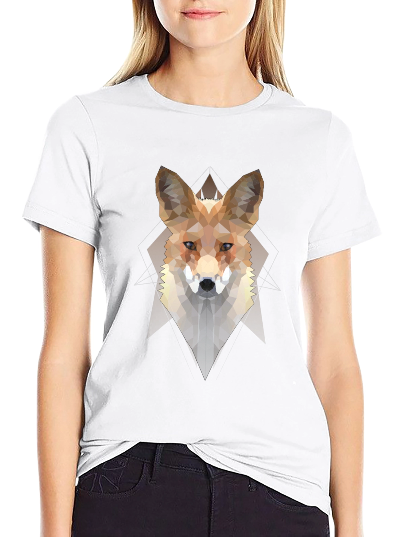 Geometric Fox Graphic Tee - Mens Black T-Shirt