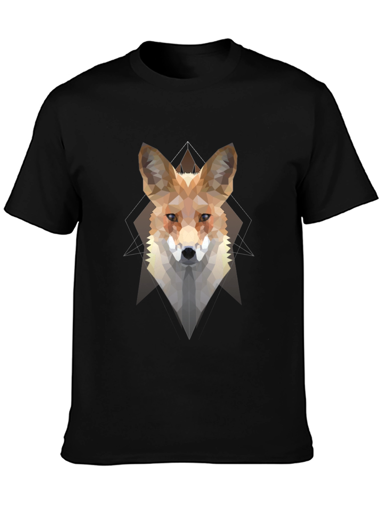 Geometric Fox Graphic Tee - Mens Black T-Shirt