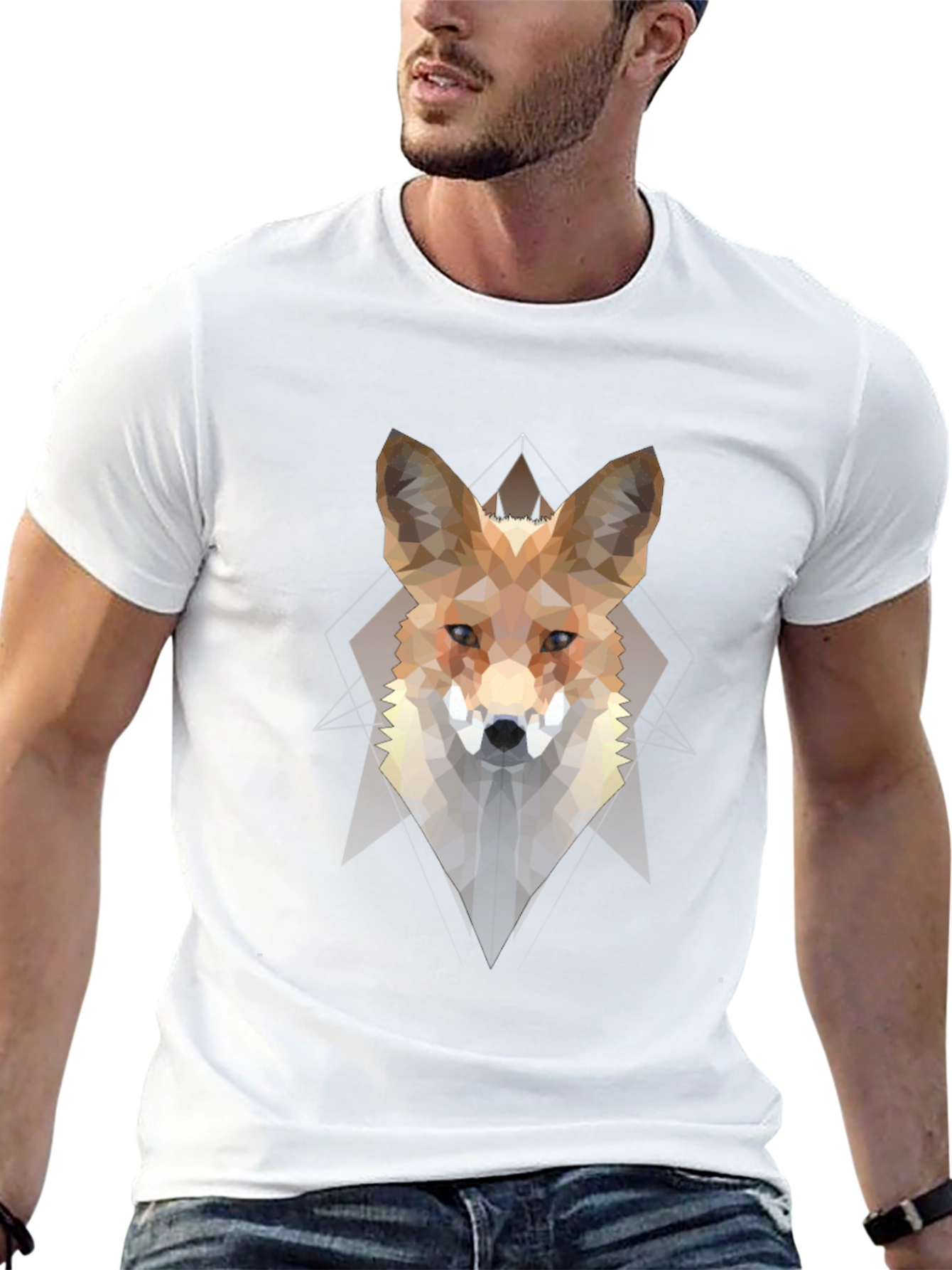 Geometric Fox Graphic Tee - Mens Black T-Shirt