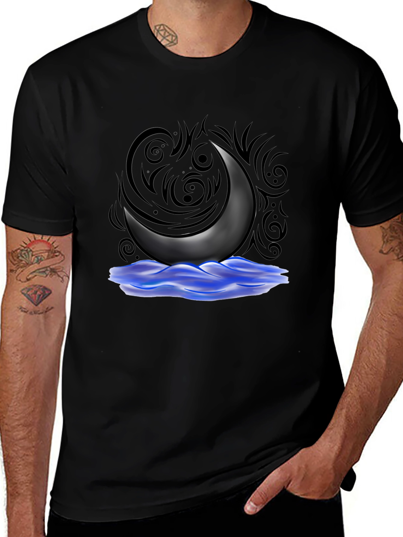 Crescent Moon T-Shirt - Black Graphic Tee