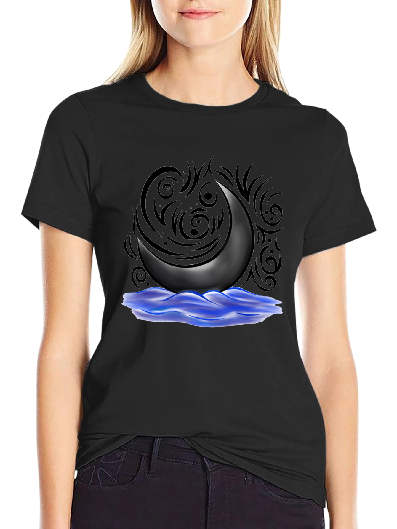 Crescent Moon T-Shirt - Black Graphic Tee