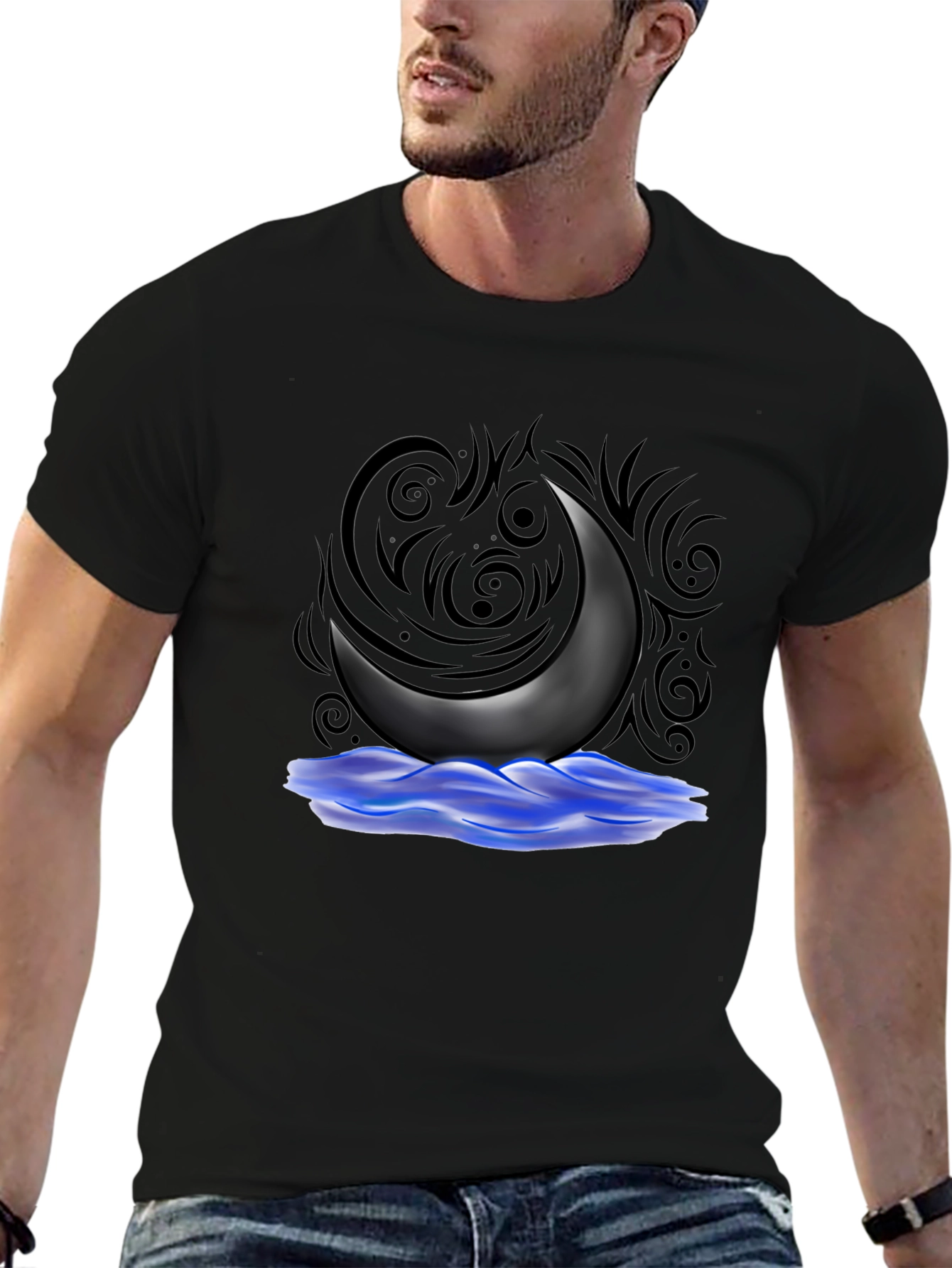 Crescent Moon T-Shirt - Black Graphic Tee