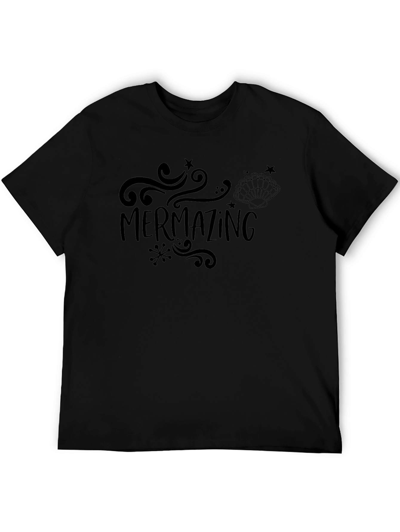 Mermazing Graphic Tee - Black Cotton T-Shirt