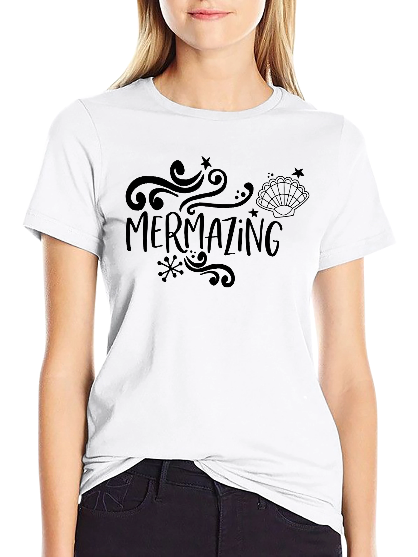 Mermazing Graphic Tee - Black Cotton T-Shirt