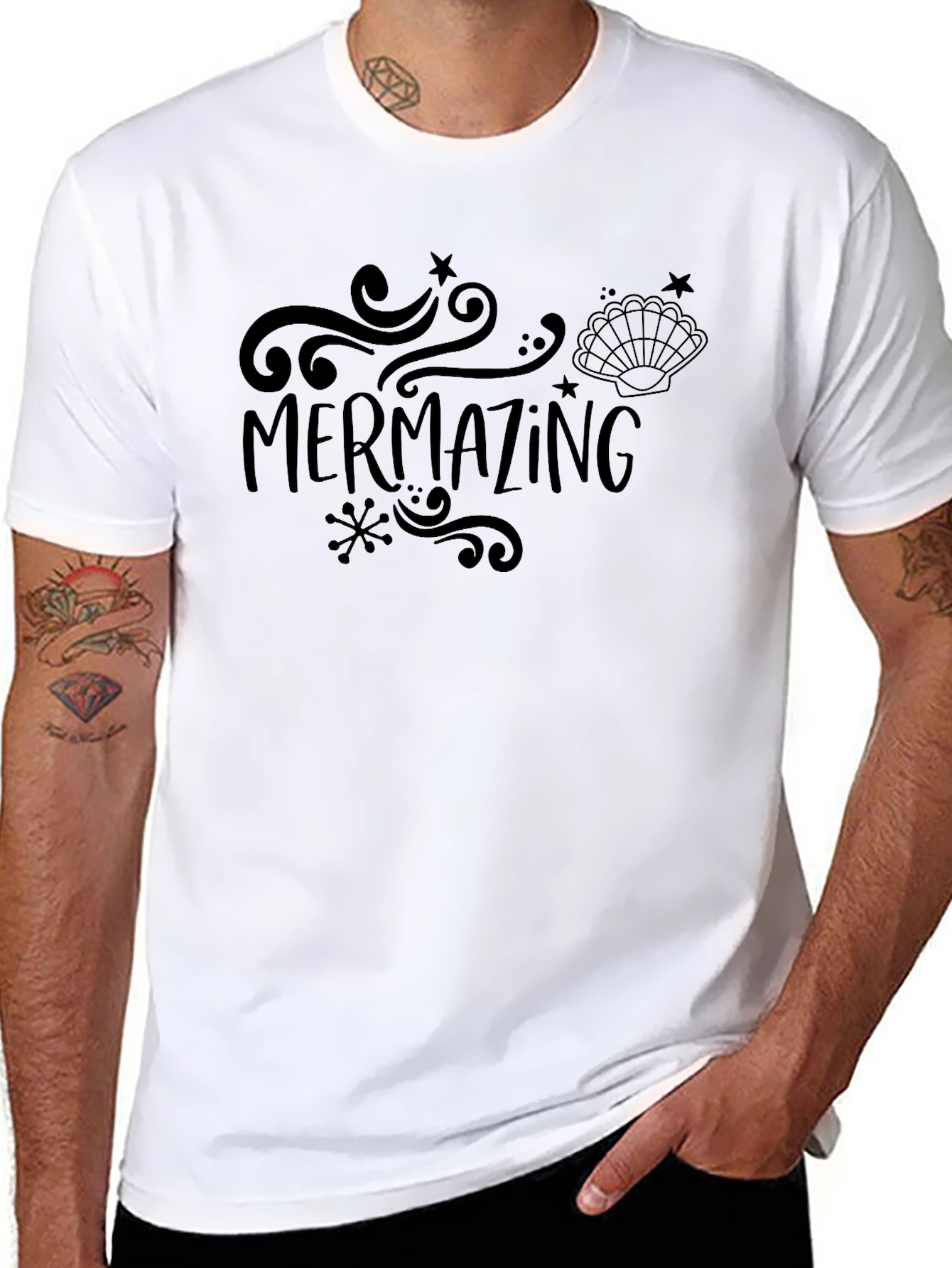 Mermazing Graphic Tee - Black Cotton T-Shirt