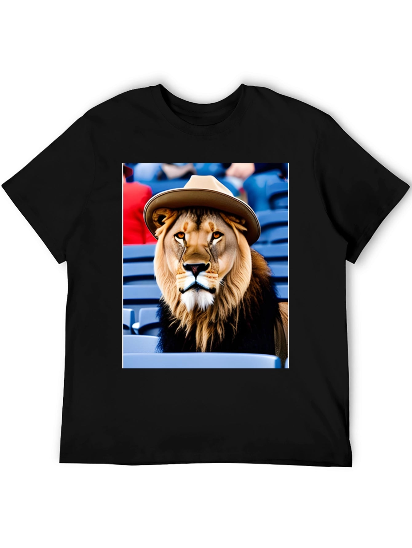 Lion in Hat Graphic Tee - Black Cotton Shirt